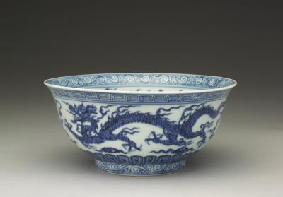 图片[2]-Bowl with underglaze-blue decoration of two dragons in pursuit of pearls, Hsuan-te reign (1426-1435), Ming dynasty-China Archive